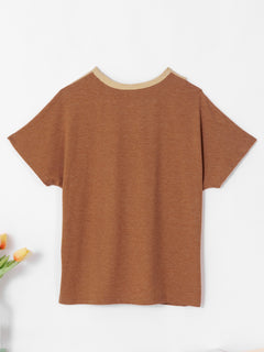 Elegant Comfort: Comfy Contrast Round Neck Tee