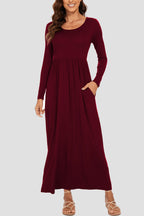 Elegant Maxi Dress with Pockets: Sheer & Stretchy