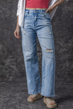 Comfy Distressed High Rise Jeans: Playful Denim