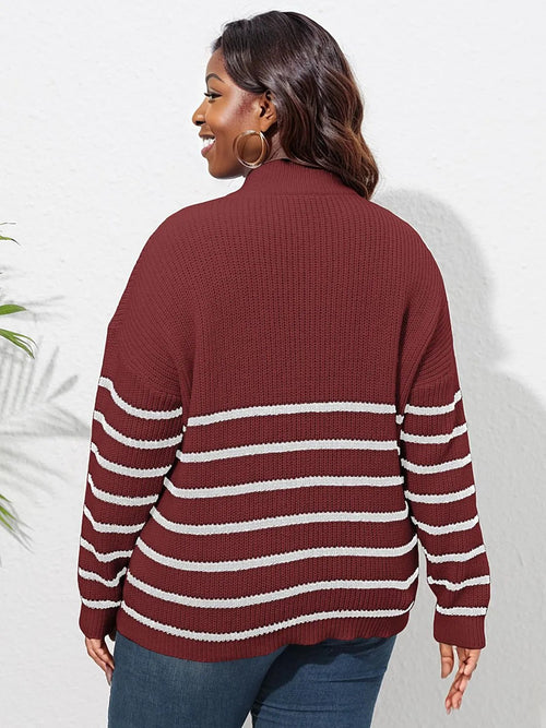 Eternal Elegance: Plus Size Striped Sweater