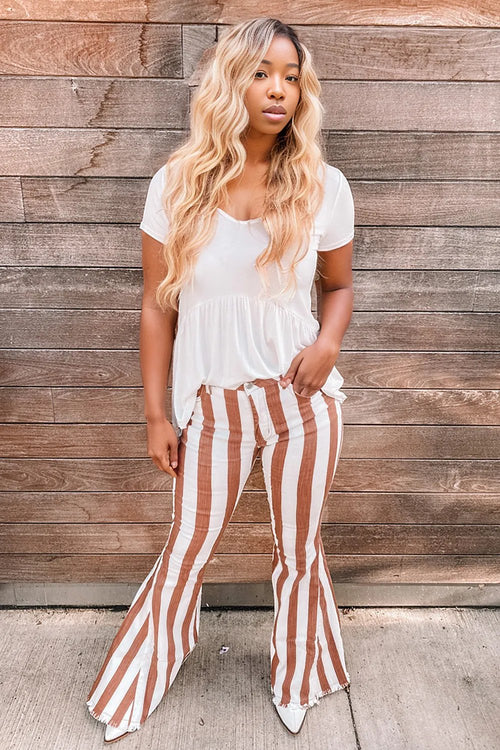 Fringed Striped Bell Bottoms: Style & Comfort! 🌸👖