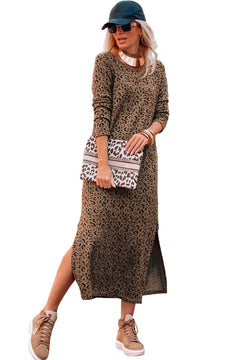 Leopard Grandeur Long Sleeve Dress