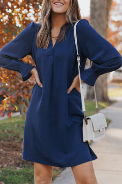 Elegant Green Shirt Dress with Ruffled Sleeves