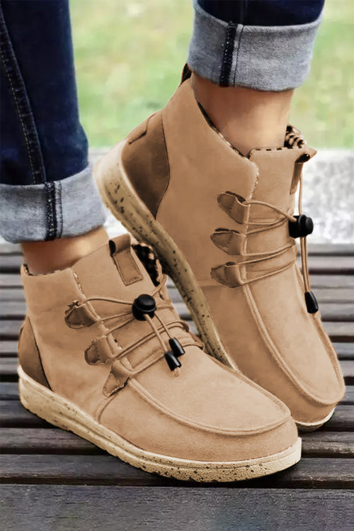Beige Faux Suede Opulence Ankle Boots