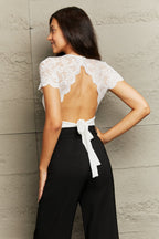 Elegant Lace Open Back Bodysuit: Timeless Class