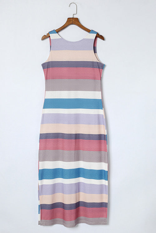 Sophisticated Striped Sleeveless Maxi Dress