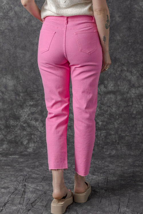 Hot Pink Star Patchwork Jeans