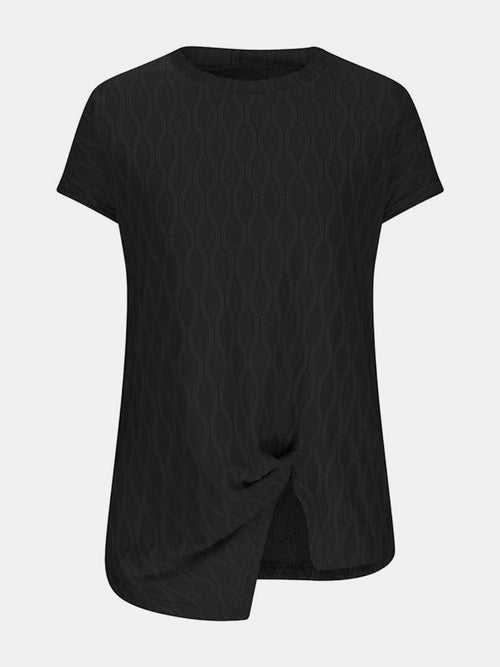 Luxurious Sheer Ruched T-Shirt - Effortless Elegance