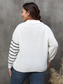 Enchanted Rose Striped V-Neck Sweater