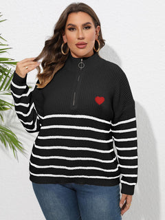 Eternal Elegance: Plus Size Striped Sweater