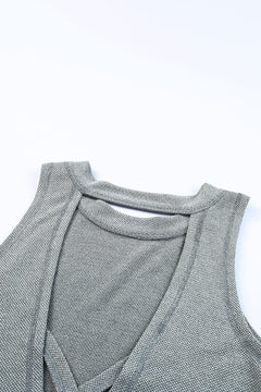 Gray Crisscross Cut-out Back Knit Sleeveless Dress