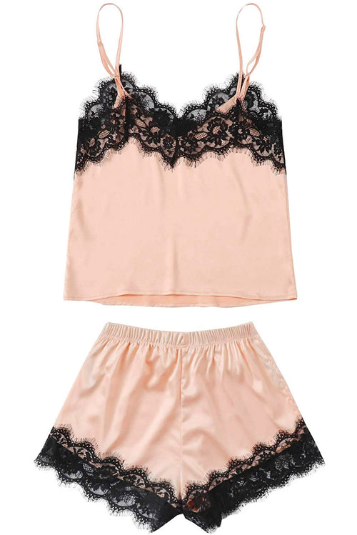 Dreamy Lace Delight: Top & Shorts Set