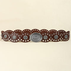 Chic Oval PU Belt: A Gentle Waist Adornment.