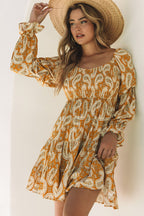 Yellow Boho Paisley Floral Dress: Bohemian Elegance