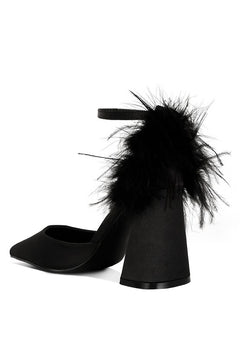 Opulent Satin & Fur Statement Heels