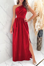 Sultry One Shoulder Maxi Dress with Slit