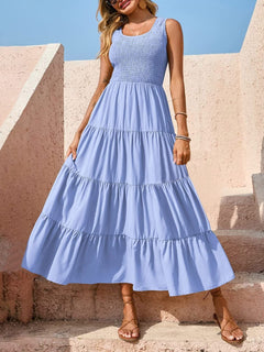 Elegant Tiered Smocked Dress: Timeless Sophistication