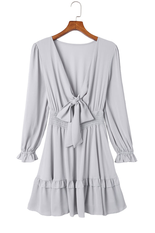 Sophisticated Gray Lantern Sleeve Dress