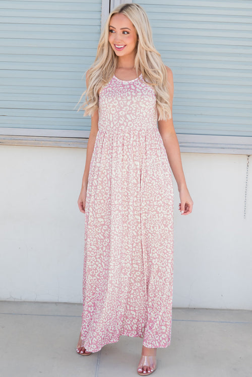 Leopard Pattern Sleeveless Maxi Dress