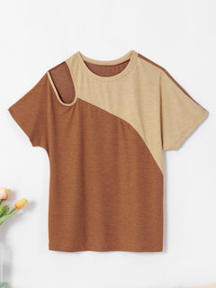 Elegant Comfort: Comfy Contrast Round Neck Tee