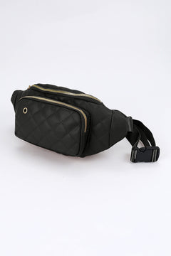 Black Rhombus Pattern Waist Bag: A Noble Accessory