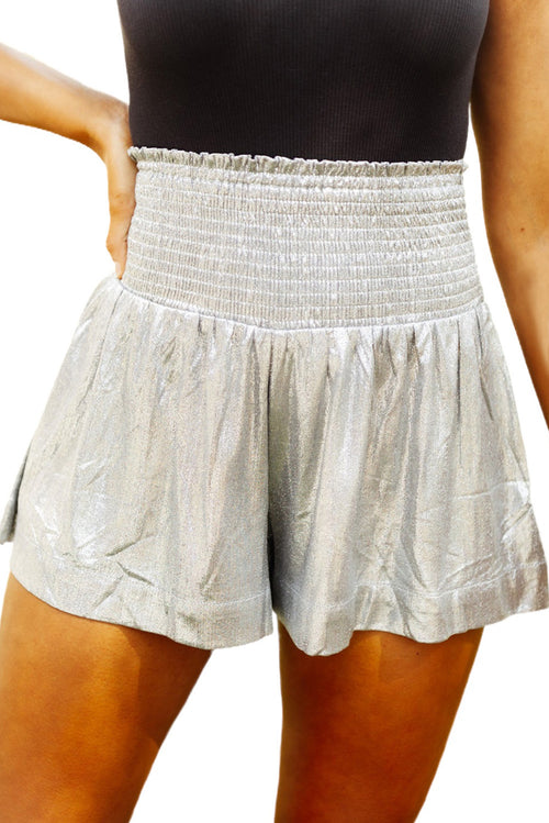 Shine in Style with Metallic Charm High Waist Shorts!