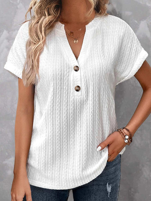 Textured Notched Elegance Blouse