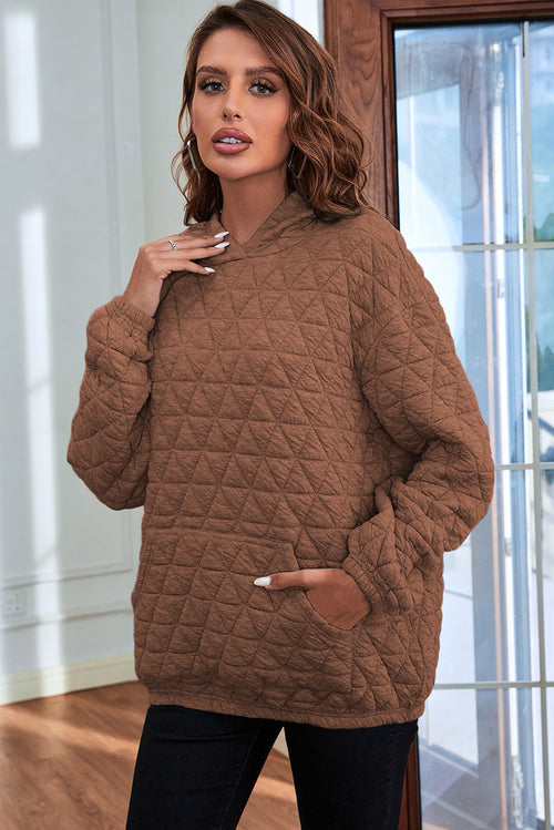 Choco Delight Quilted Kangaroo Pocket Hoodie