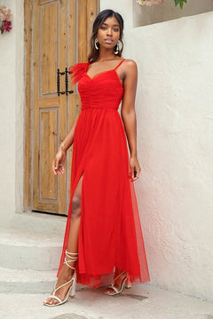 Opulent Elegance Ruched Slit Dress