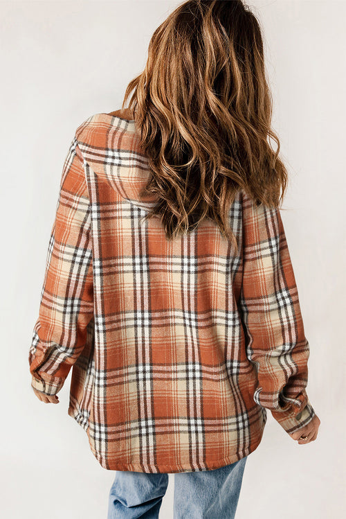 Snuggly Khaki Plaid Sherpa-Lined Hooded Shacket