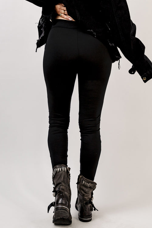 Lace-Up Black Grommet Leggings: Edgy Comfort Style