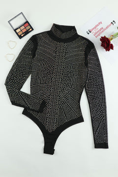 Rhinestone Embellished Long Sleeve Bodysuit