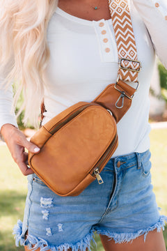 Gray Faux Leather Crossbody Chest Bag: Magnificence.