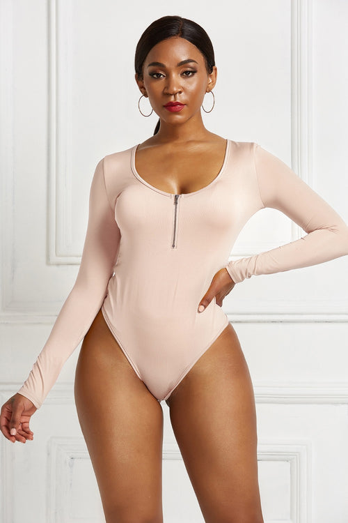 Elegant Sheer Zip Bodysuit: Luxury Redefined