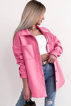 Charming Pink Pocketed Shacket - The Perfect Casual Companion