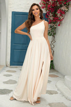 Sultry One-Shoulder Maxi: Sophisticated Sheer Elegance