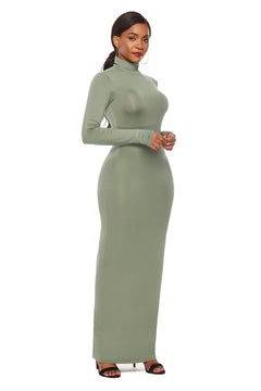 Elegant Maxi Dress with Mock Neck Sophistication