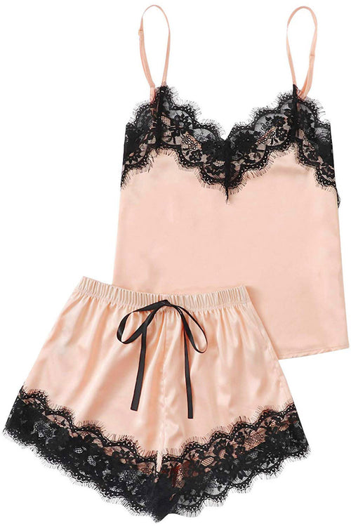 Dreamy Lace Delight: Top & Shorts Set