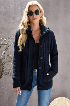 Charming Cable Knit Hooded Cardigan for Cozy Days