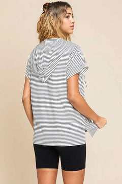 Culture Code Striped Short Sleeve Hoodie