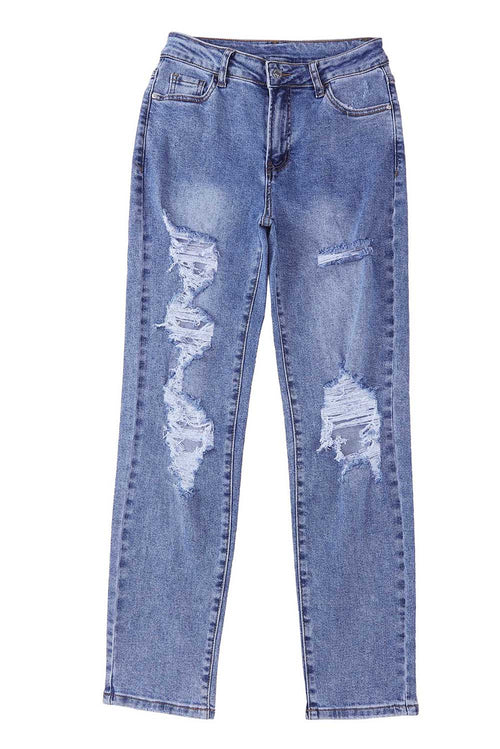 Sky Blue Destroyed Boyfriend Jeans: Ultimate Cool 😎