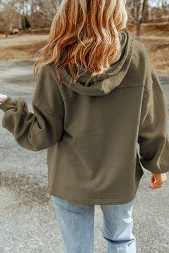 Charming Gray Flap Pocket Drawstring Hoodie Jacket