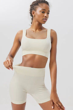 White Ribbed Knit Yoga Set: Fashion & Function