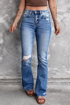 Blue Distressed Flare Jeans: Elevate your denim!