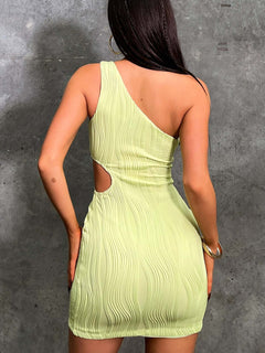 Elegance Embodied: Sheer One Shoulder Mini