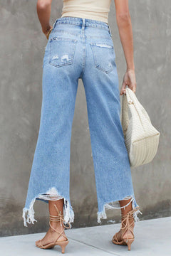 Sky Blue Distressed High Waist Jeans: Stylish!