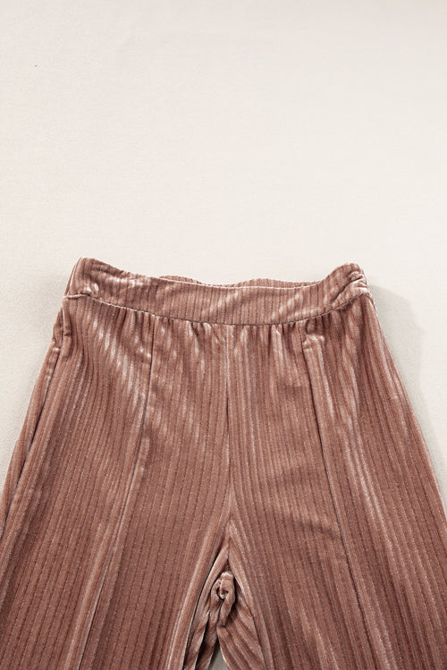 Whimsical Dusty Pink High Waist Flare Pants