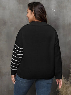 Enchanted Rose Striped V-Neck Sweater