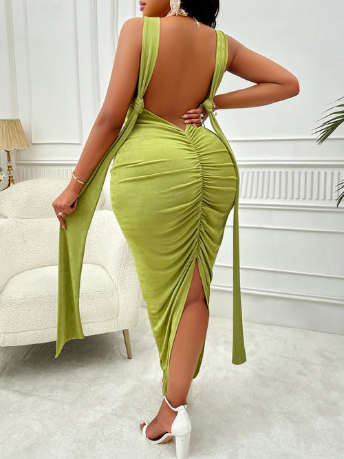 Ethereal Romance Backless Ruched Dress