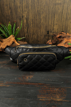 Black Rhombus Pattern Waist Bag: A Noble Accessory